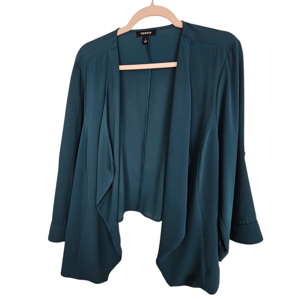 Torrid Womens Open Front Cropped Cardigan Size 1X Stretch Layering Minimalist